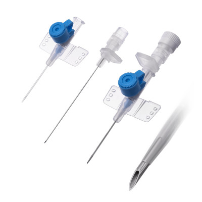 IV Cannula with perforated flexible wings, with injection port with snap fit cap