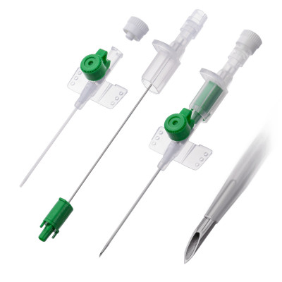 Safety IV Cannula with perforated flexible wings, with injection port with snap fit cap