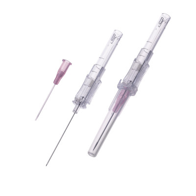 IV Cannula with telescopic safety locking without wings, without injection port