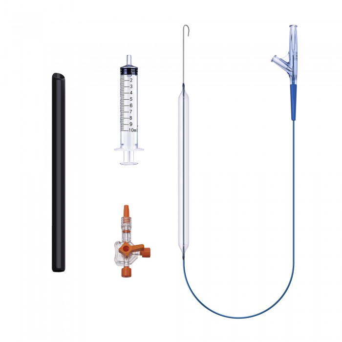 Nephrostomy balloon dilator sets with syringe